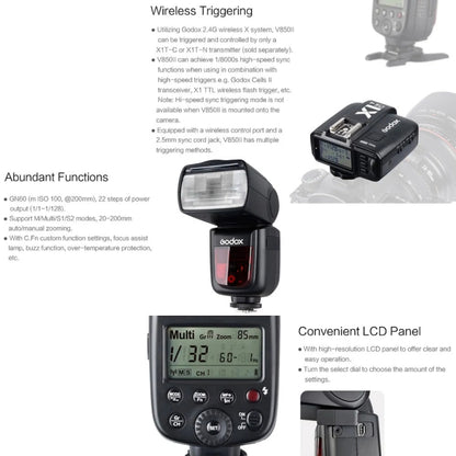 Godox V850II 2.4GHz Wireless 1/8000s HSS Flash Speedlite for Canon / Nikon DSLR Cameras(Black) - free shipping - PMC Jewellery - Order now!