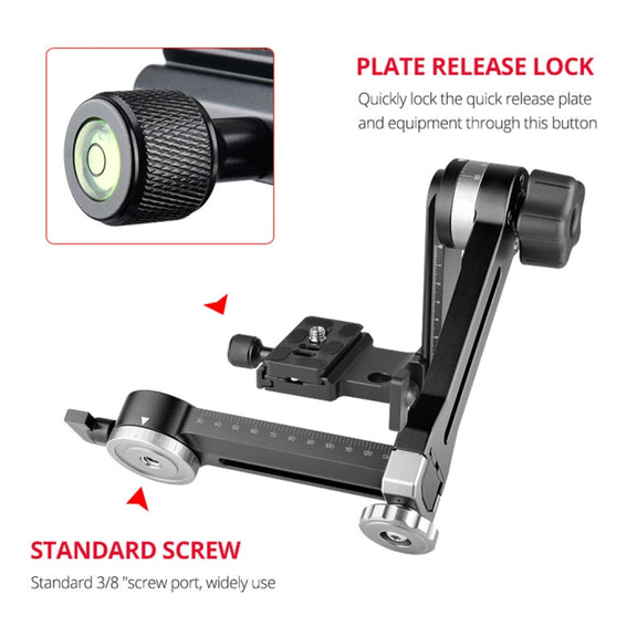 YELANGU A171 YLG0401E-C 360 Degree Rotation Horizontal Cantilever Gimbal Tripod Head for Home DV and SLR Cameras (Black)