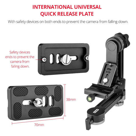 YELANGU A171 YLG0401E-C 360 Degree Rotation Horizontal Cantilever Gimbal Tripod Head for Home DV and SLR Cameras (Black)