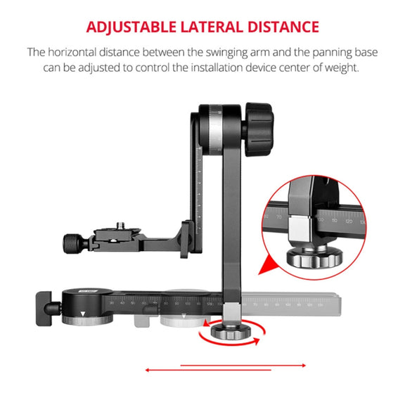 YELANGU A171 YLG0401E-C 360 Degree Rotation Horizontal Cantilever Gimbal Tripod Head for Home DV and SLR Cameras (Black)
