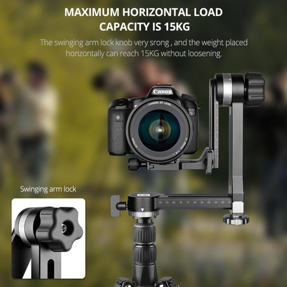 YELANGU A171 YLG0401E-C 360 Degree Rotation Horizontal Cantilever Gimbal Tripod Head for Home DV and SLR Cameras (Black)