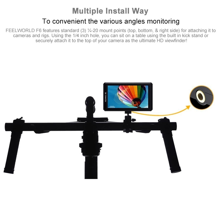 FEELWORLD F6 1920x1080 5.5 inch IPS Screen HDMI 4K Camera Field Monitor - free shipping - PMC TechLife - Order now!