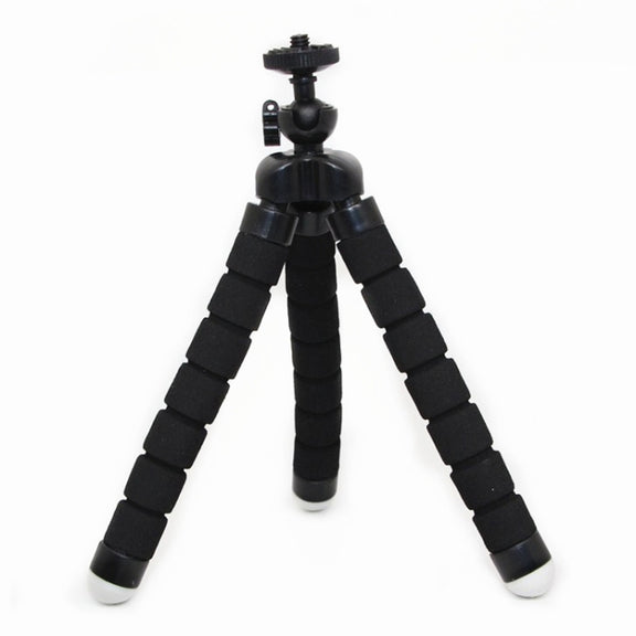 Mini Octopus Flexible Foam Tripod Holder with Phone Clamp & Remote Control(Black)