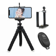 Mini Octopus Flexible Foam Tripod Holder with Phone Clamp & Remote Control(Black)