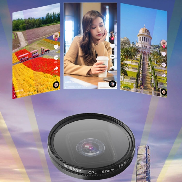 RUIGPRO for GoPro HERO10 Black / HERO9 Black Professional 52mm 52mm 10 in 1 UV+ND2+ND4+ND8+Star 8+ +CPL+Yellow/Red/Purple+10X Close-up Lens Filter with Filter Adapter Ring & Lens Cap - free shipping - PMC TechLife - Order now!