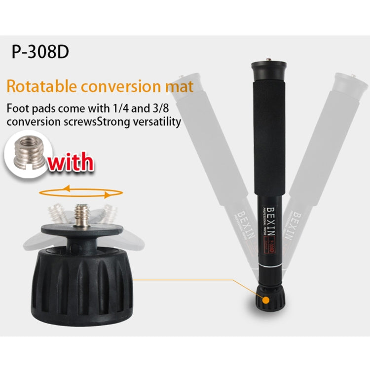 BEXIN P308D Portable Travel Outdoor DSLR Camera Aluminum Alloy Monopod Holder (Black)