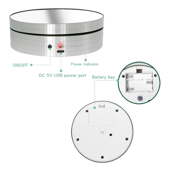12cm 360 Degree Rotating Turntable Mirror Electric Display Stand Video Shooting Props Turntable, Load: 3kg (White)