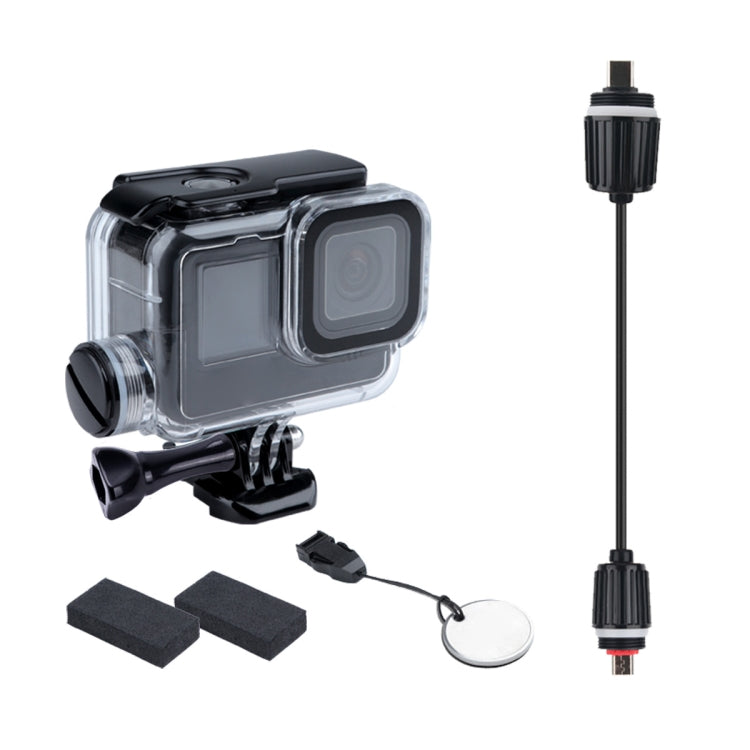 For GoPro HERO10 Black / HERO9 Black 30m Charging Water-resistant Housing Case with Buckle Basic Mount & Screw