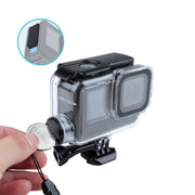 For GoPro HERO10 Black / HERO9 Black 30m Charging Water-resistant Housing Case with Buckle Basic Mount & Screw