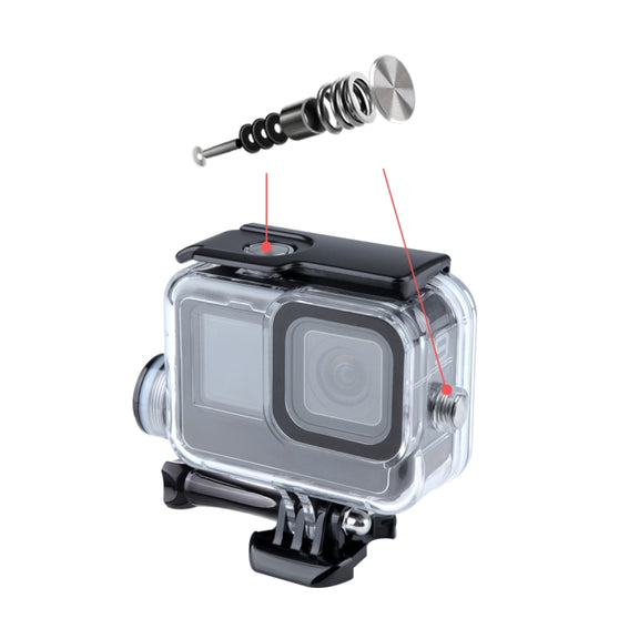 For GoPro HERO10 Black / HERO9 Black 30m Charging Water-resistant Housing Case with Buckle Basic Mount & Screw