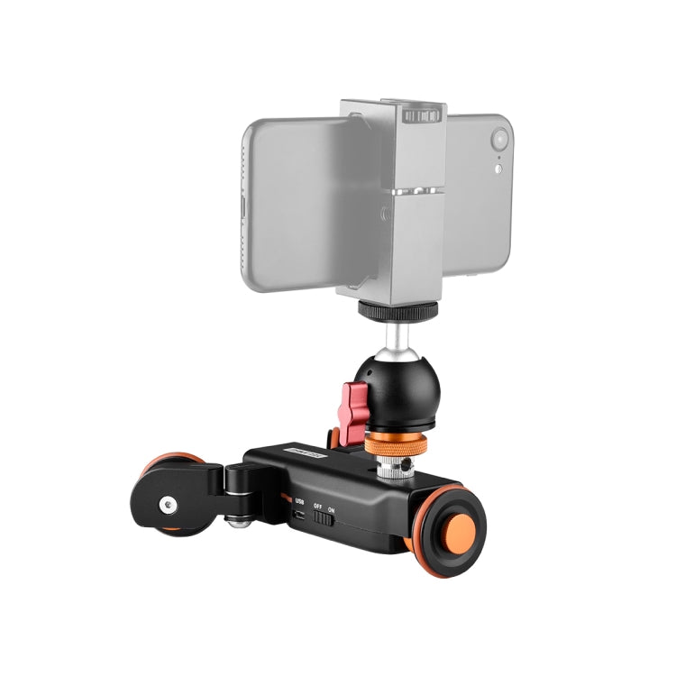 YELANGU L4X-BC Camera Wheel Dolly II Electric Track Slider 3-Wheel Video Pulley Rolling Dolly Car with Ballhead, Load: 3kg (Black) - Camera Dolly by YELANGU | Online Shopping South Africa | PMC TechLife | Buy Now Pay Later Mobicred