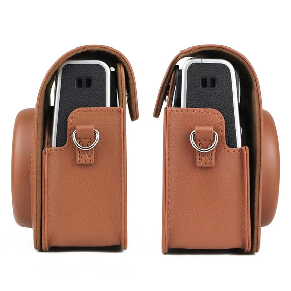 Full Body Camera Retro PU Leather Case Bag with Strap for FUJIFILM instax mini 40 (Brown)