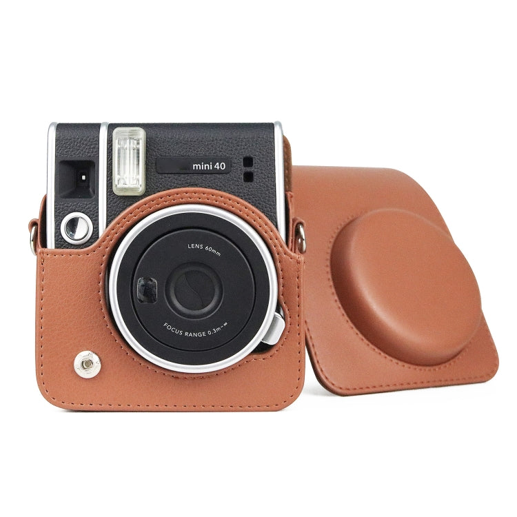Full Body Camera Retro PU Leather Case Bag with Strap for FUJIFILM instax mini 40 (Brown) - Leather Bag by PMC TechLife | Online Shopping South Africa | PMC TechLife