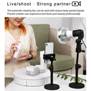 22cm Electric Rotating Display Stand Video Shooting Props Turntable, Load: 50kg, EU Plug (White)