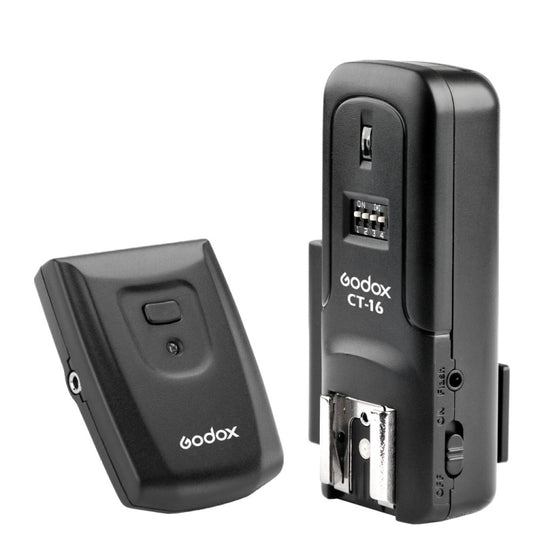 Godox CT-16 Flash Trigger Transmitter + Receiver Set (Black) - free shipping - PMC Jewellery - Order now!