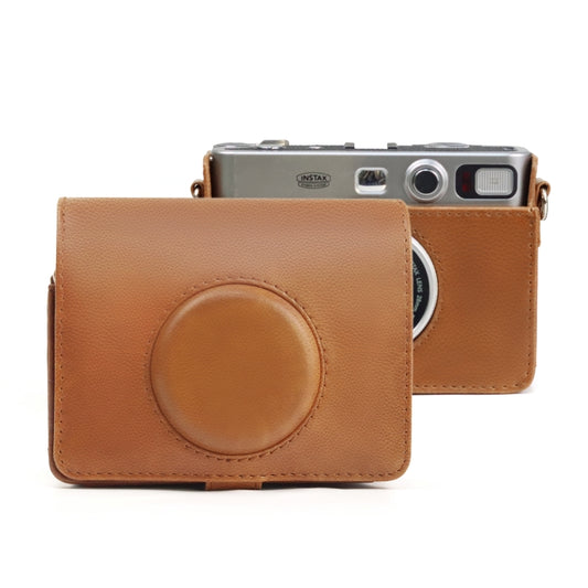 Retro Full Body Camera PU Leather Case Bag with Strap for FUJIFILM instax mini Evo(Brown) - Leather Bag by PMC Jewellery | Online Shopping South Africa | PMC Jewellery | Buy Now Pay Later Mobicred