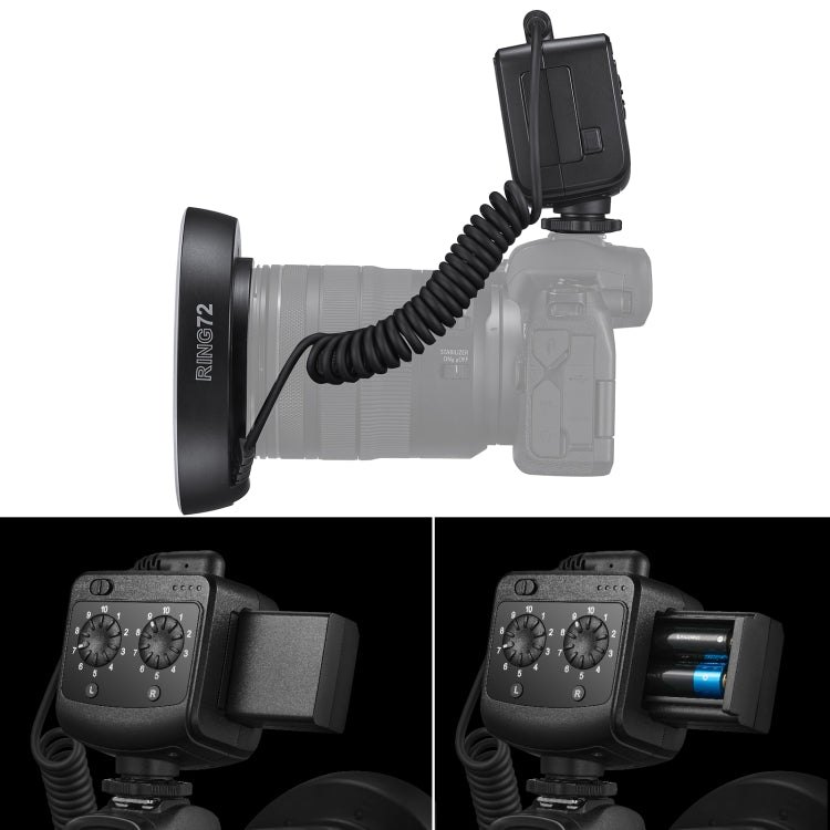 Godox Ring72 Macro Ring 48 LED Flash Light with 8 Different Size Adapter Rings(Black) - free shipping - PMC Jewellery - Order now!