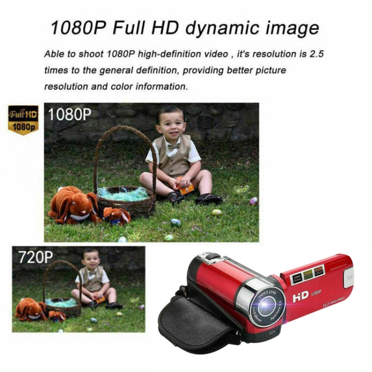 16X Digital Zoom HD 16 Million Pixel Home Travel DV Camera, EU Plug(Red) - free shipping - PMC TechLife - Order now!