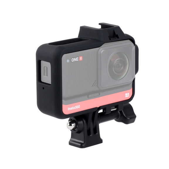 Plastic Frame Mount Protective Case Cage with Tripod Base Adapter & Long Screw & Cold Shoe Base for Insta360 One R(Black)