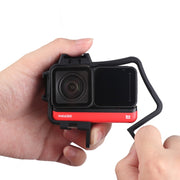 Plastic Frame Mount Protective Case Cage with Tripod Base Adapter & Long Screw & Cold Shoe Base for Insta360 One R(Black)