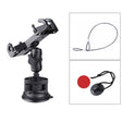 Single Suction Cup Mount Phone Holder with Tripod Adapter & Steel Tether & Safety Buckle (Black) - Car Holders by PMC TechLife | Online Shopping South Africa | PMC TechLife