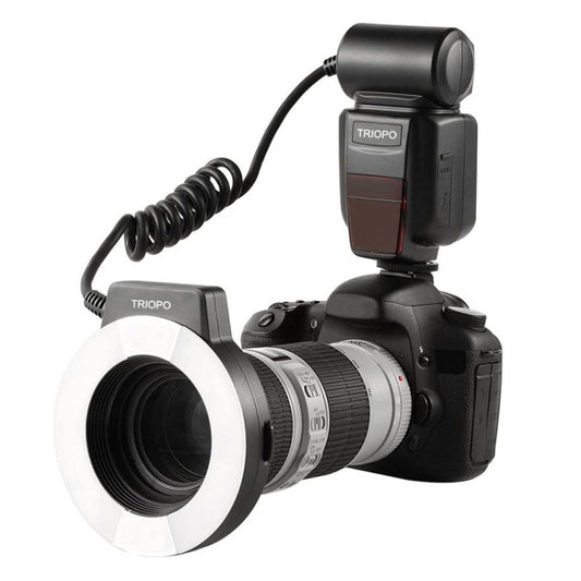 TRIOPO TR-15EX Macro Ring TTL Flash Light with 6 Different Size Adapter Rings For Canon E-TTL(Black) - free shipping - PMC Jewellery - Order now!