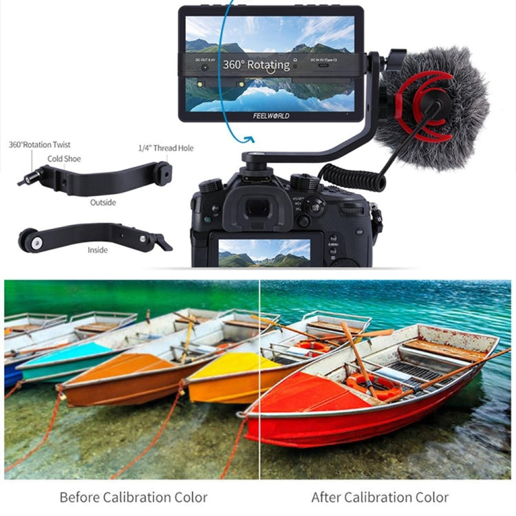 FEELWORLD F5 Pro V4 6 inch Touch Screen DSLR Camera Field Monitor 3D LUT 4K HDMI Input Output Tilt Arm - free shipping - PMC Jewellery - Order now!