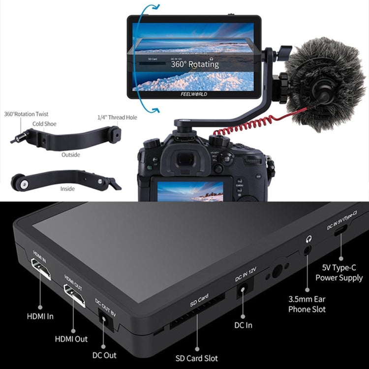 FEELWORLD F6 Plus V2 6 inch 3D LUT Touch Screen DSLR Camera Field Monitor, IPS FHD1920x1080 4K HDMI Input & Output, with Tilt Arm - free shipping - PMC Jewellery - Order now!