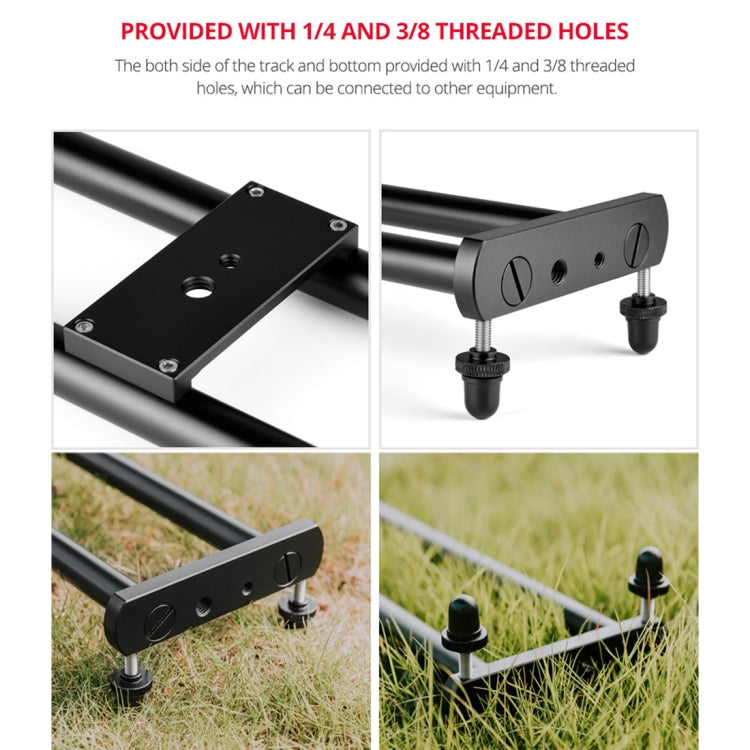 YELANGU YLG0119A 60cm Splicing Slide Rail Track + Trolley Rail Buckle for SLR Cameras / Video Cameras(Black) - free shipping - PMC TechLife - Order now!