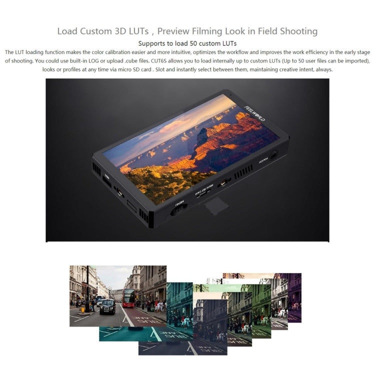 FEELWORLD CUT6S 6-inch Touch Screen Monitor Recorder FHD IPS 4K HDMI 3G-SDI Camera Field Monitor (Black) - free shipping - PMC Jewellery - Order now!