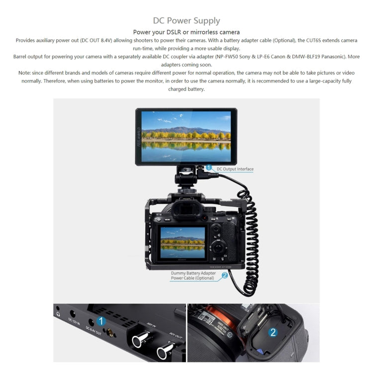 FEELWORLD CUT6S 6-inch Touch Screen Monitor Recorder FHD IPS 4K HDMI 3G-SDI Camera Field Monitor (Black) - free shipping - PMC Jewellery - Order now!