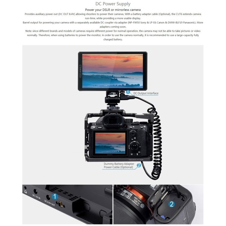 FEELWORLD CUT6 6-inch Touch Screen Monitor Recorder FHD IPS 4K HDMI Camera Field Monitor (Black) - free shipping - PMC Jewellery - Order now!