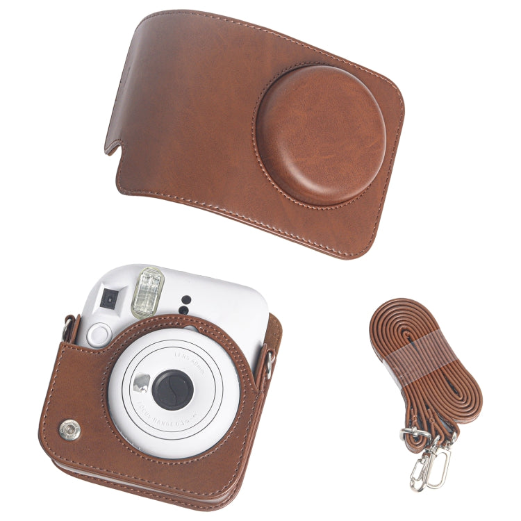 For FUJIFILM Instax mini 12 Leather Case Full Body Camera Bag with Shoulder Strap (Brown) - Leather Bag by PMC TechLife | Online Shopping South Africa | PMC TechLife | Buy Now Pay Later Mobicred