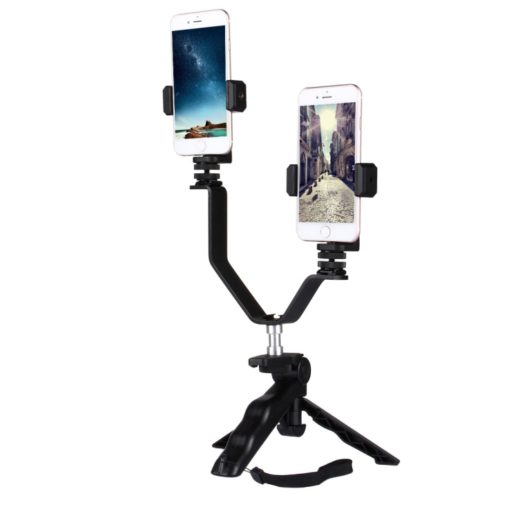 Smartphone Live Broadcast Bracket Grip Folding Tripod Holder Kits with 2x Phone Clips , For iPhone, Galaxy, Huawei, Xiaomi, HTC, Sony, Google and other Smartphones - free shipping - PMC TechLife - Order now!