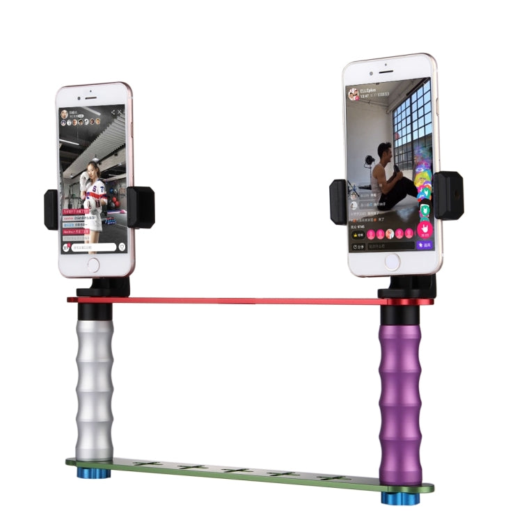 Smartphone Live Broadcast Bracket Dual Hand-held Selfie Mount Kits with 2x Phone Clips, For iPhone, Galaxy, Huawei, Xiaomi, HTC, Sony, Google and other Smartphones - Selfie Sticks by PMC TechLife | Online Shopping South Africa | PMC TechLife
