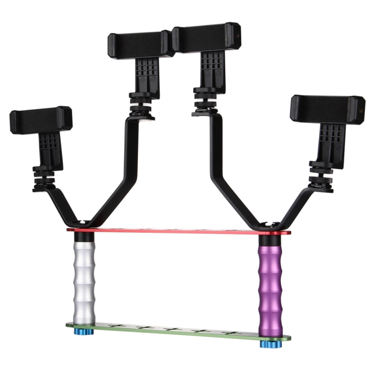 Smartphone Live Broadcast Bracket Dual Hand-held Selfie Mount Kits with 2x V-Bracket + 3x Phone Clips, For iPhone, Galaxy, Huawei, Xiaomi, HTC, Sony, Google and other Smartphones - free shipping - PMC TechLife - Order now!