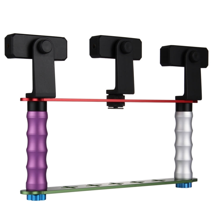 Smartphone Live Broadcast Bracket Dual Hand-held Selfie Mount Kits with 2x V-Bracket + 3x Phone Clips, For iPhone, Galaxy, Huawei, Xiaomi, HTC, Sony, Google and other Smartphones - free shipping - PMC TechLife - Order now!