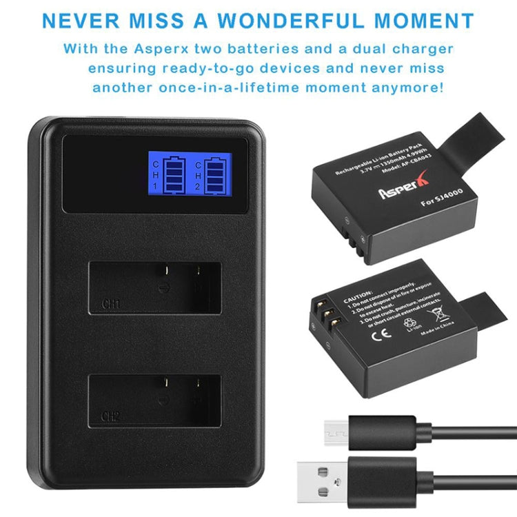 SJCAM SJ7000 / SJ6000 / SJ5000 / SJ4000 Battery LCD Screen Dual Batteries Charger, Displays Charging Capacity(Black) - Battery USB Charger by PMC Jewellery | Online Shopping South Africa | PMC Jewellery | Buy Now Pay Later Mobicred