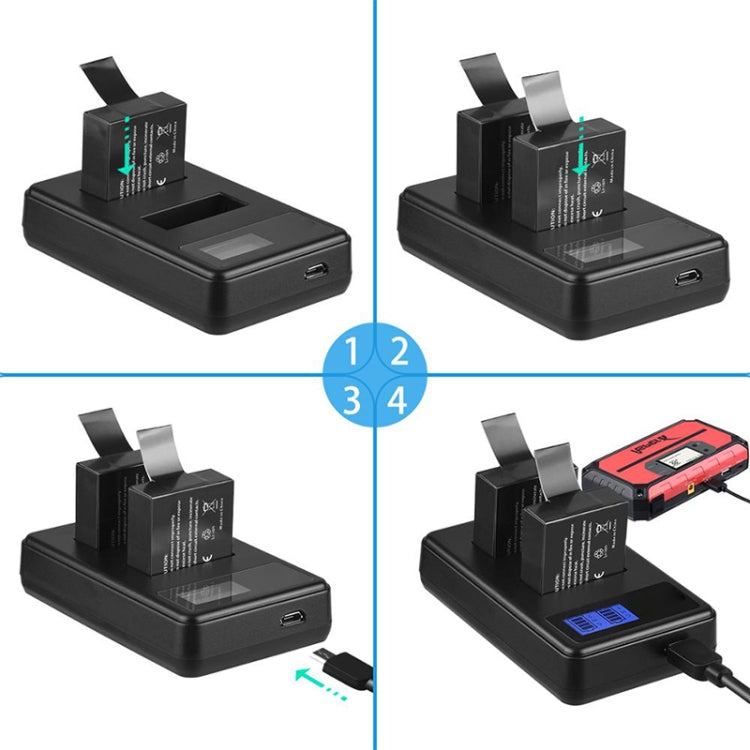 SJCAM SJ7000 / SJ6000 / SJ5000 / SJ4000 Battery LCD Screen Dual Batteries Charger, Displays Charging Capacity(Black) - Battery USB Charger by PMC Jewellery | Online Shopping South Africa | PMC Jewellery | Buy Now Pay Later Mobicred