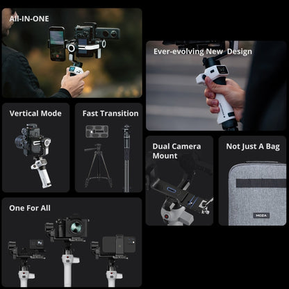 MOZA AirCross S 3 Axis Foldable Handheld Gimbal Stabilizer for DSLR Cameras and Smart Phone (White) - free shipping - PMC Jewellery - Order now!
