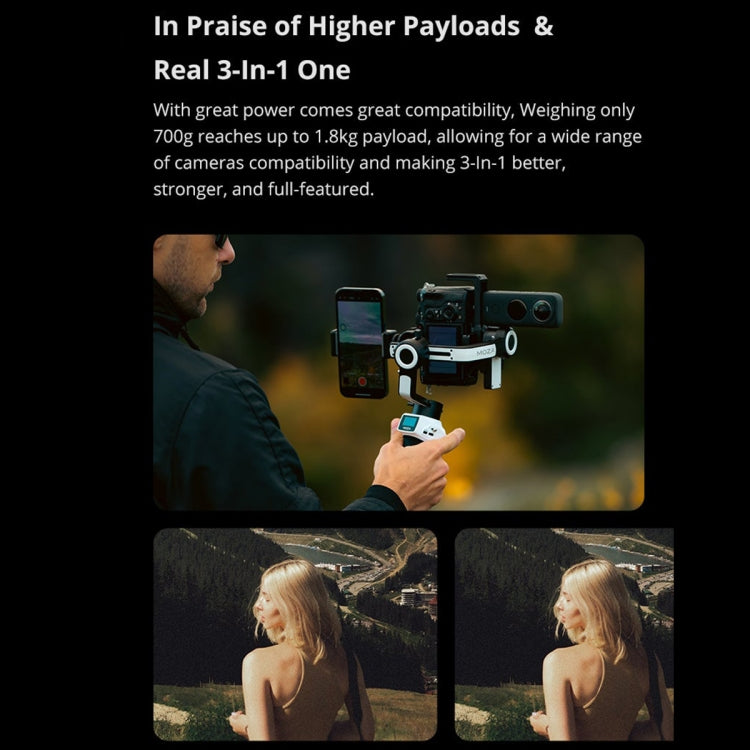 MOZA AirCross S 3 Axis Foldable Handheld Gimbal Stabilizer for DSLR Cameras and Smart Phone (White) - free shipping - PMC Jewellery - Order now!