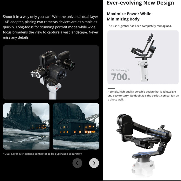 MOZA AirCross S 3 Axis Foldable Handheld Gimbal Stabilizer for DSLR Cameras and Smart Phone (White) - free shipping - PMC Jewellery - Order now!