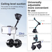 Tri-leg Suction Cup Articulating Friction Magic Arm Phone Clamp Mount (Black)