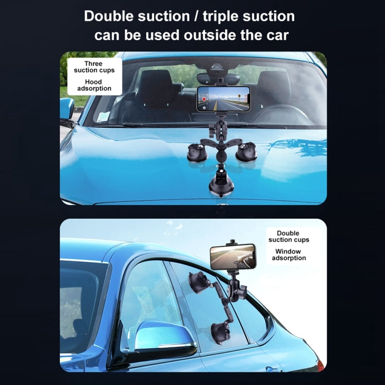 Tri-leg Suction Cup Articulating Friction Magic Arm Phone Clamp Mount (Black)