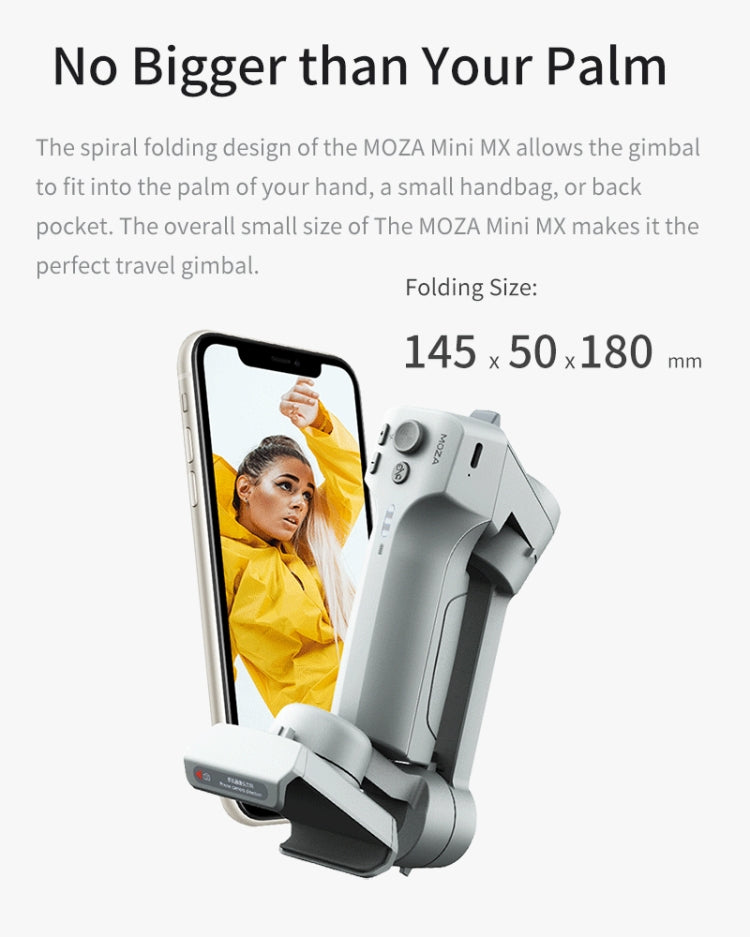 MOZA Mini MX 3 Axis Foldable Handheld Gimbal Stabilizer for Action Camera and Smart Phone(Grey) - free shipping - PMC Jewellery - Order now!