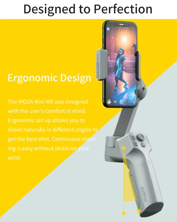 MOZA Mini MX 3 Axis Foldable Handheld Gimbal Stabilizer for Action Camera and Smart Phone(Grey) - free shipping - PMC Jewellery - Order now!