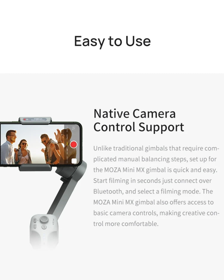 MOZA Mini MX 3 Axis Foldable Handheld Gimbal Stabilizer for Action Camera and Smart Phone(Grey) - free shipping - PMC Jewellery - Order now!