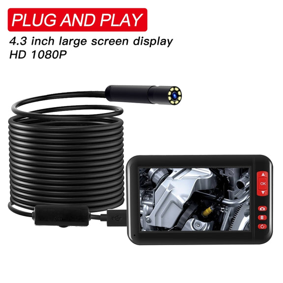 P20 4.3 Inch Screen Display HD1080P Inspection Endoscope with 8 LEDs, Length: 10m, Lens Diameter: 8mm, Hard Line