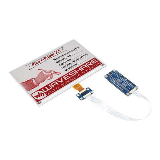 Waveshare 7.5 inch 800x480 Pixel Red Black White E-Paper E-Ink Display Module (B) for Raspberry Pi Pico, SPI Interface - free shipping - PMC Jewellery - Order now!