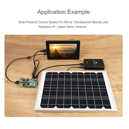 Waveshare Solar Power Manager, Embedded 10000mAh Li-Po Battery, Support 6V~24V Solar Panels (Black) - free shipping - PMC Jewellery - Order now!
